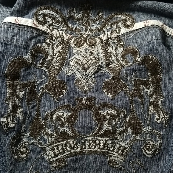 Vintage Foxy Jean Jacket Size S with Embroidered Back - Picture 7 of 8